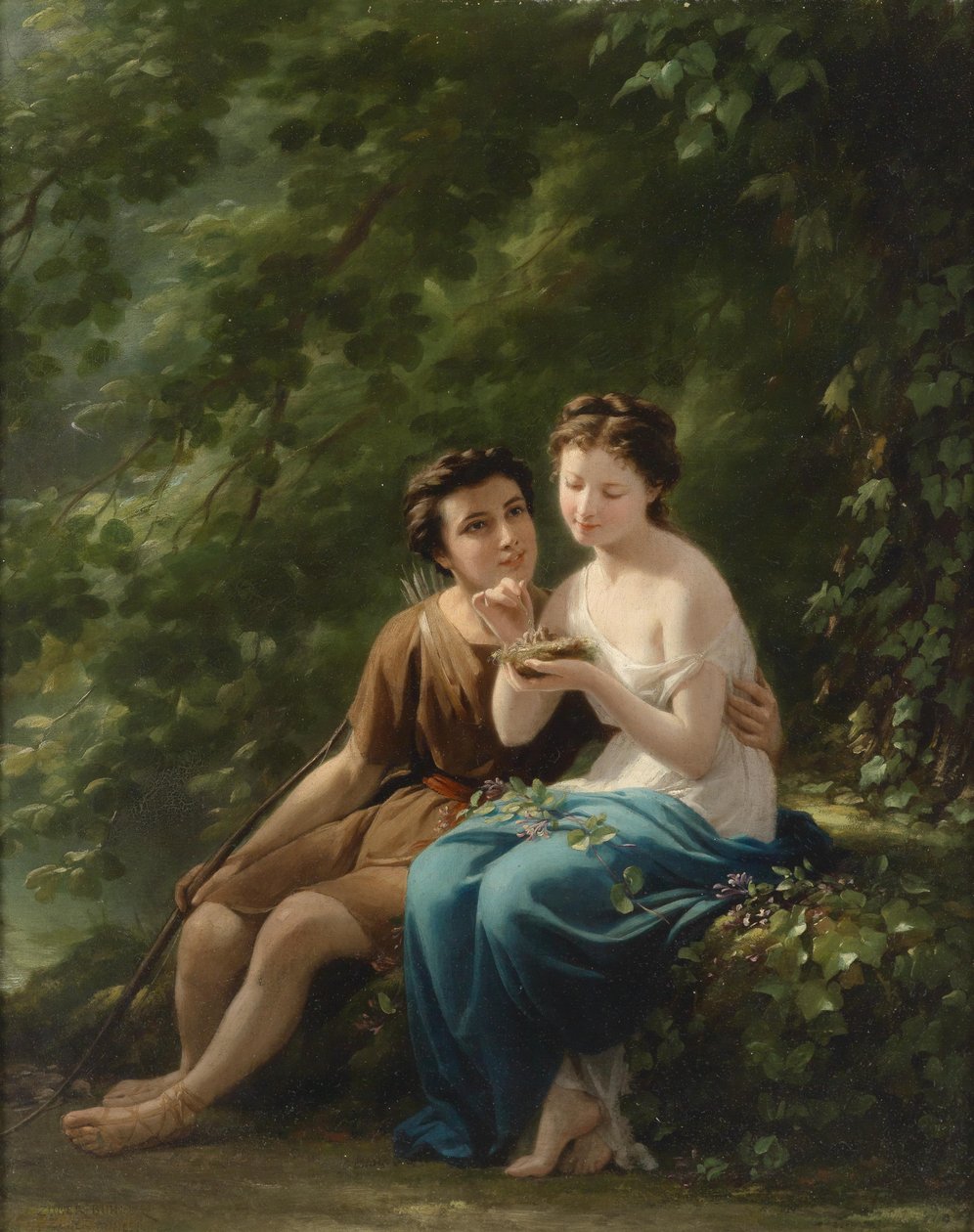 Idylle in het bos door Fritz Zuber Buhler