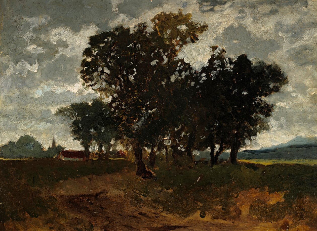 Landschap met boomgroep door Fritz Baer