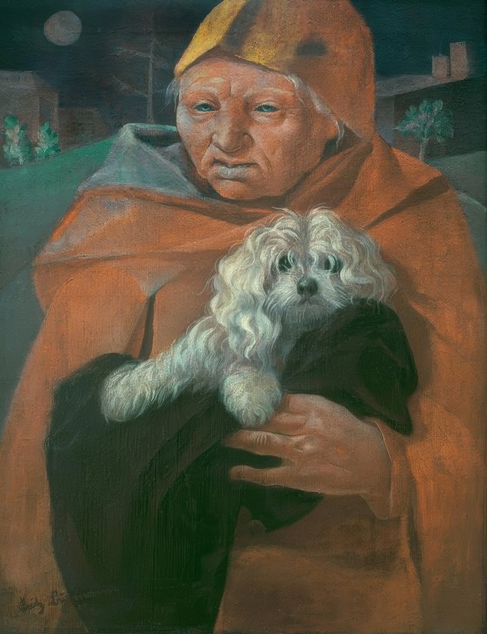 De oude man met zijn hond door Fritz Burmann