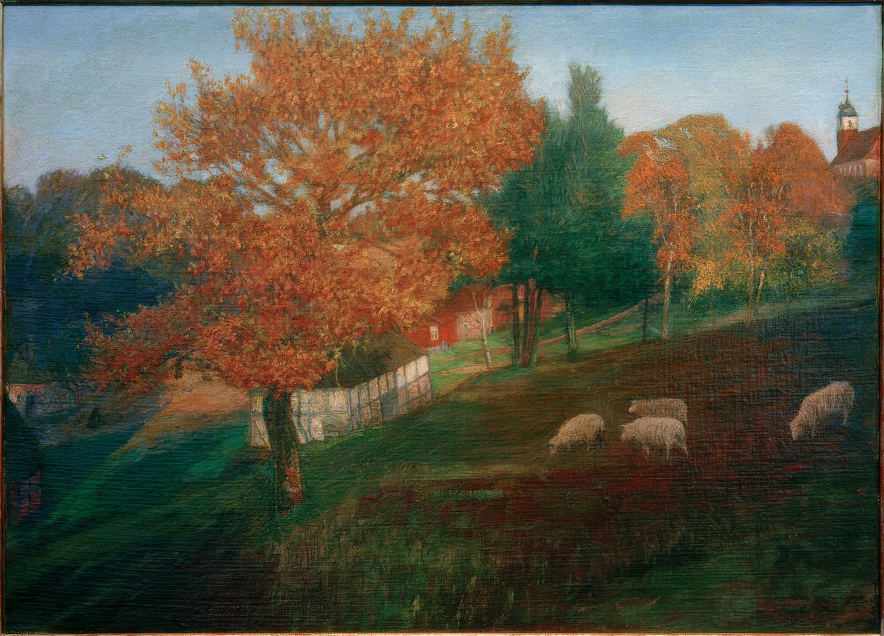 Herfstdagen in Worpswede door Fritz Mackensen