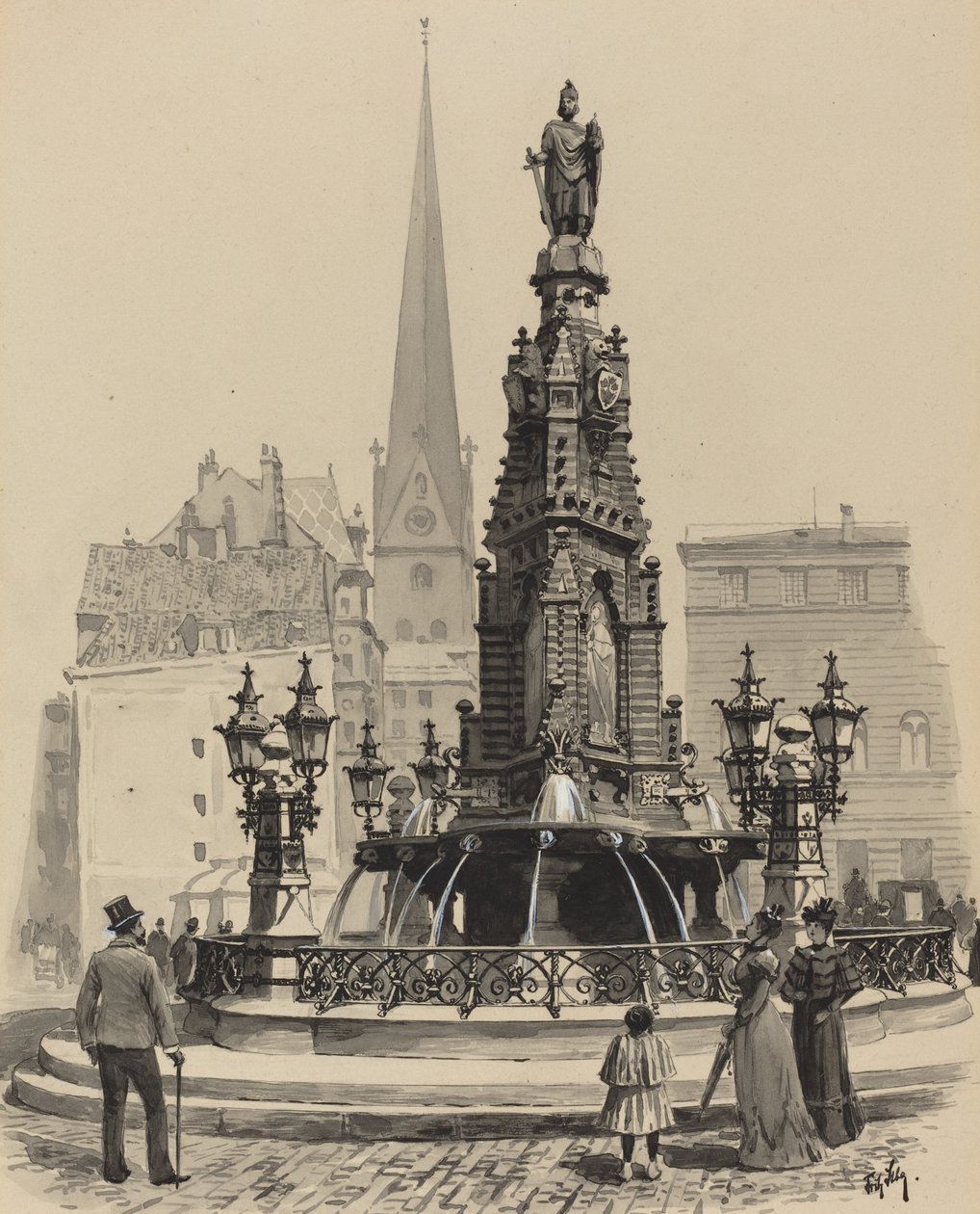 Fontein op de vismarkt door Fritz Stoltenberg