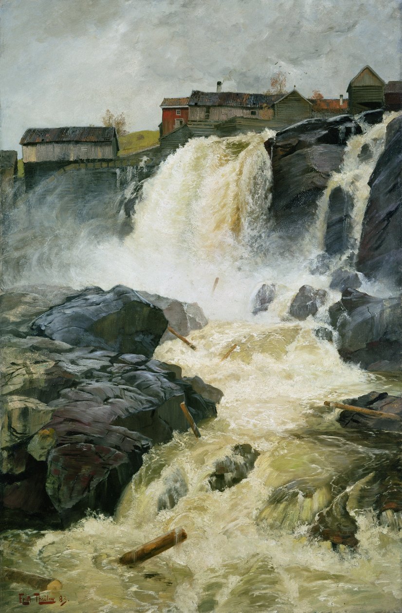 Haug watervallen, Modum door Fritz Thaulow