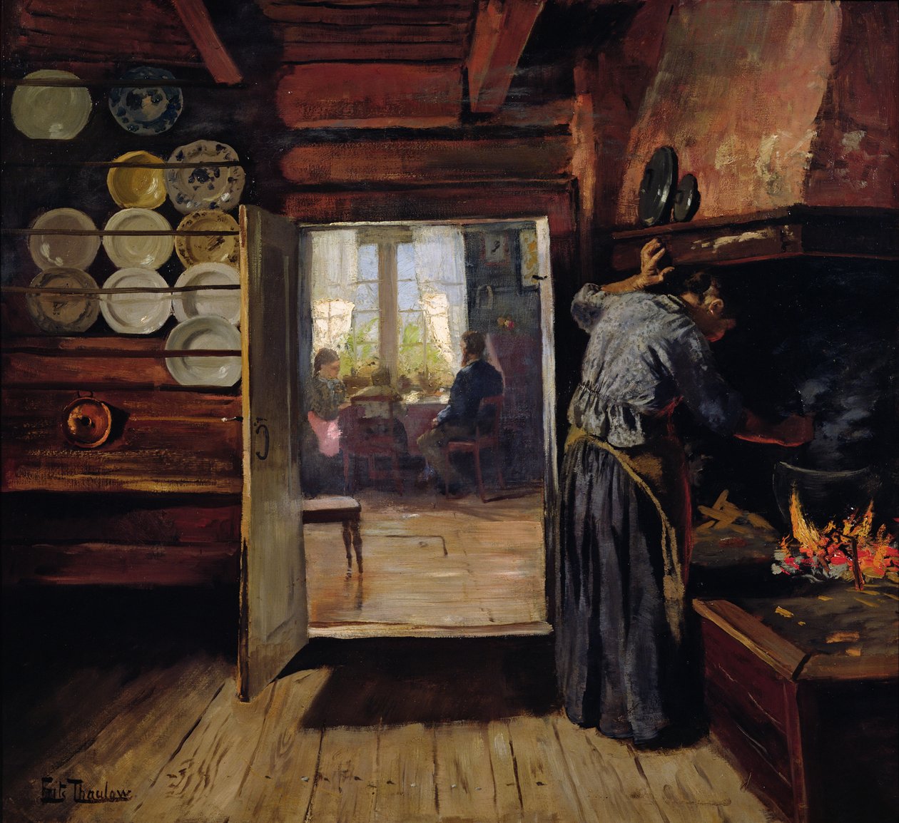 Interieur in Seljord door Fritz Thaulow