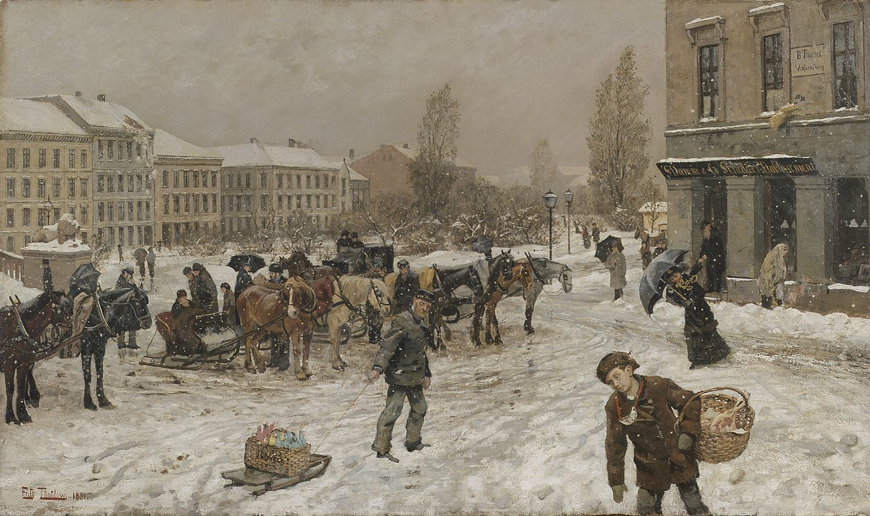 Stortingsplass door Fritz Thaulow