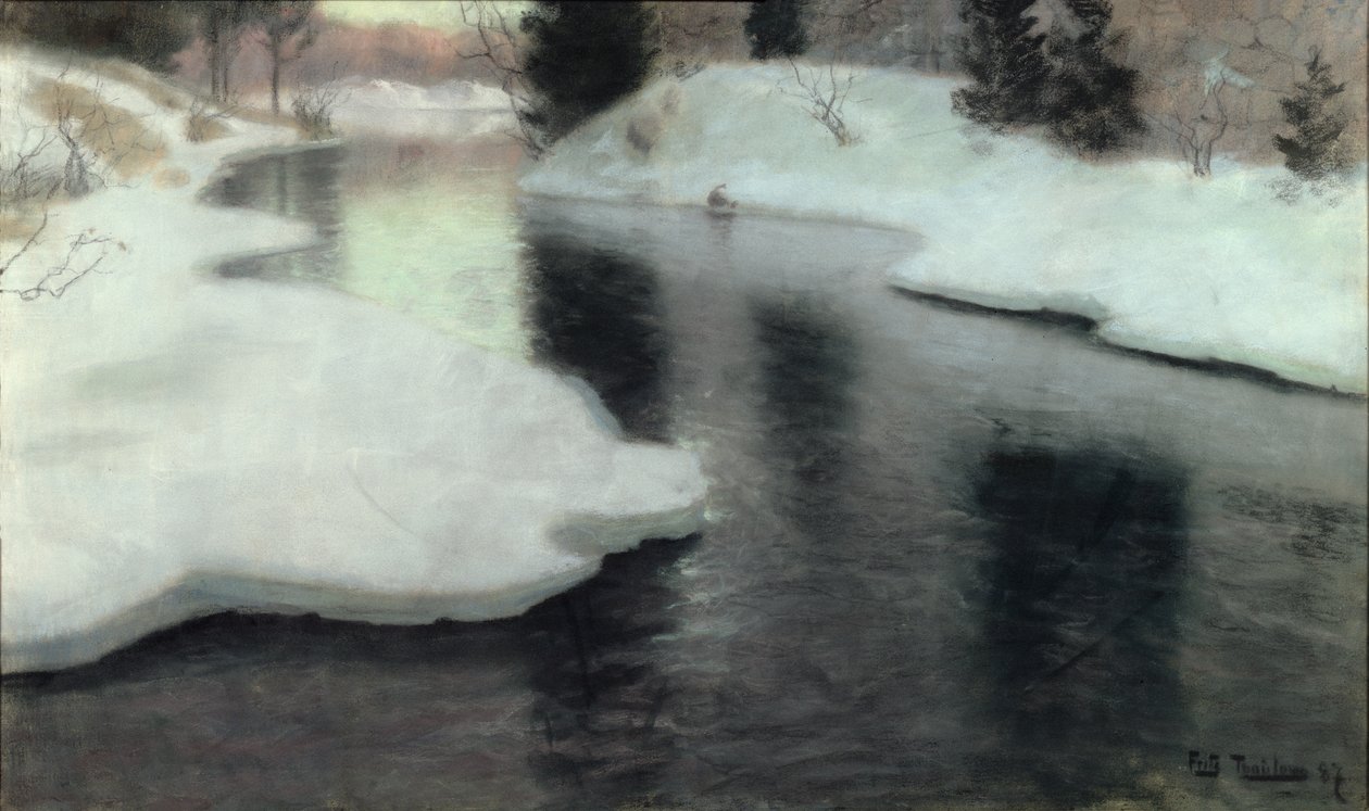 Smeltend IJs: De Lysaker Rivier door Frits Thaulow