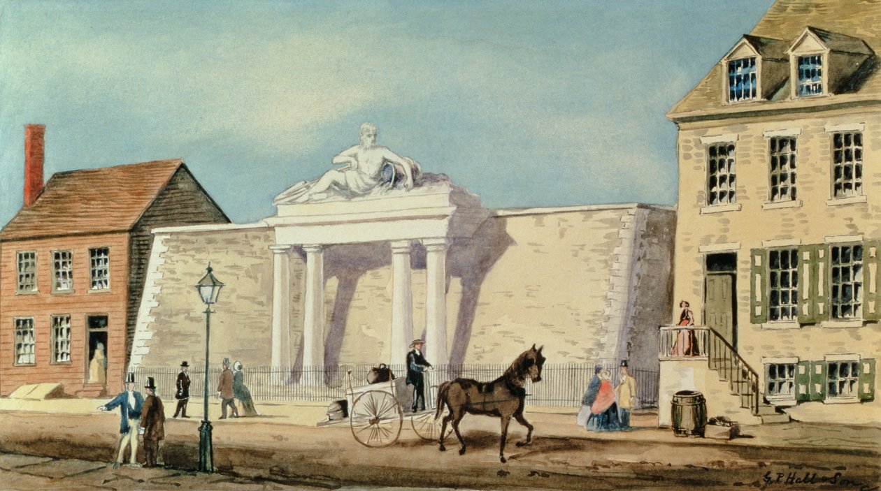 Het Reservoir van de Manhattan Company, 1825 door G.P. Hall und Sohn