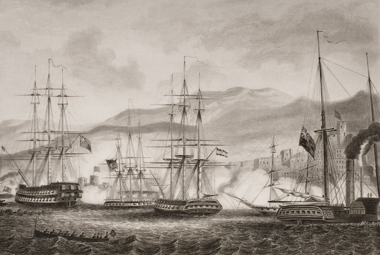Aanval op Sidon door Commodore Charles Napier, september 1840, illustratie uit 