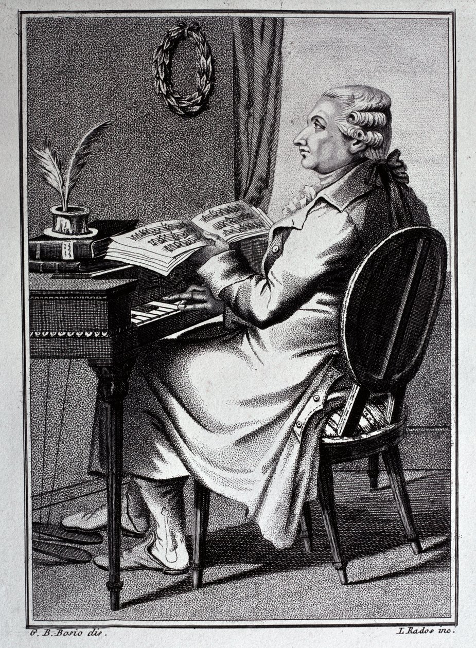 Portret van Antonio Sacchini (tekening) door G. B. Bosio