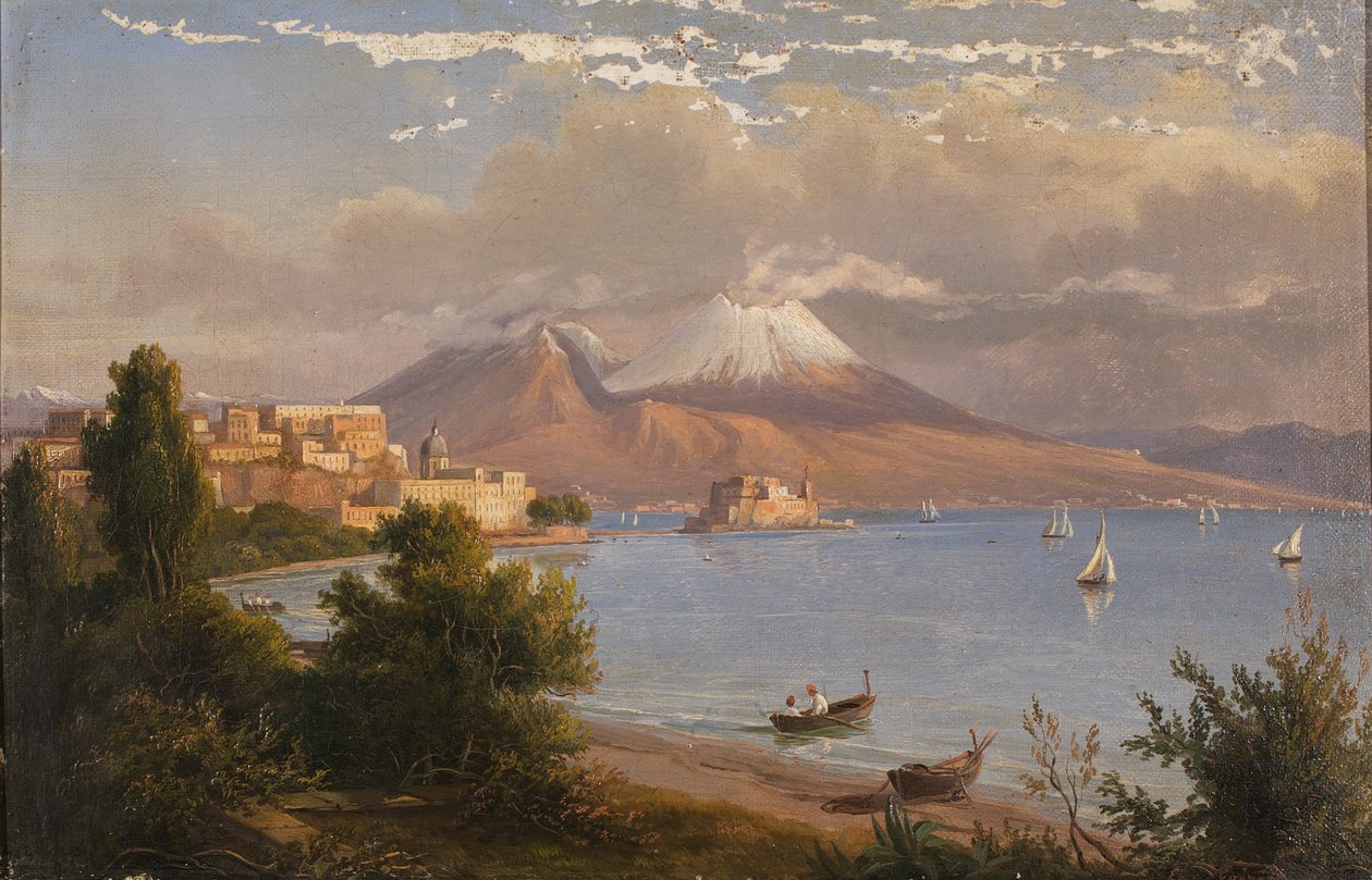 Napels met Vesuvius door G. von Guirardi