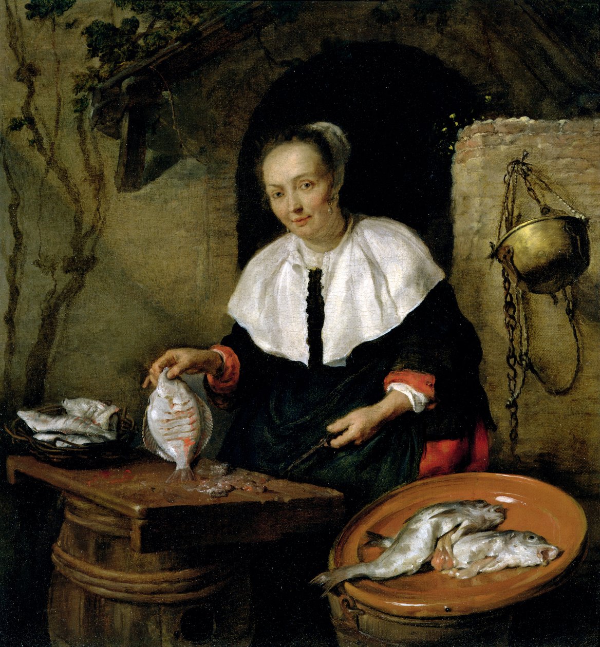 De Visvrouw door Gabriel Metsu
