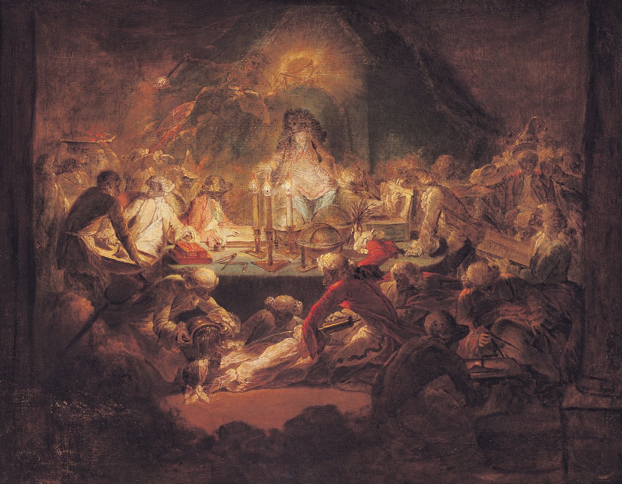 De aapvrijmetselaars door Gabriel de Saint Aubin