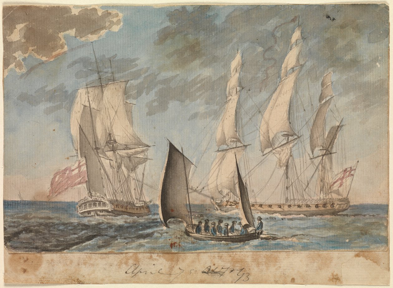 Twee kleine fregatten van de Koninklijke Marine door Gabriel Bray