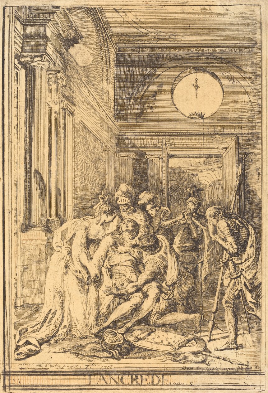 De dood van Tancred door Gabriel Jacques de Saint Aubin