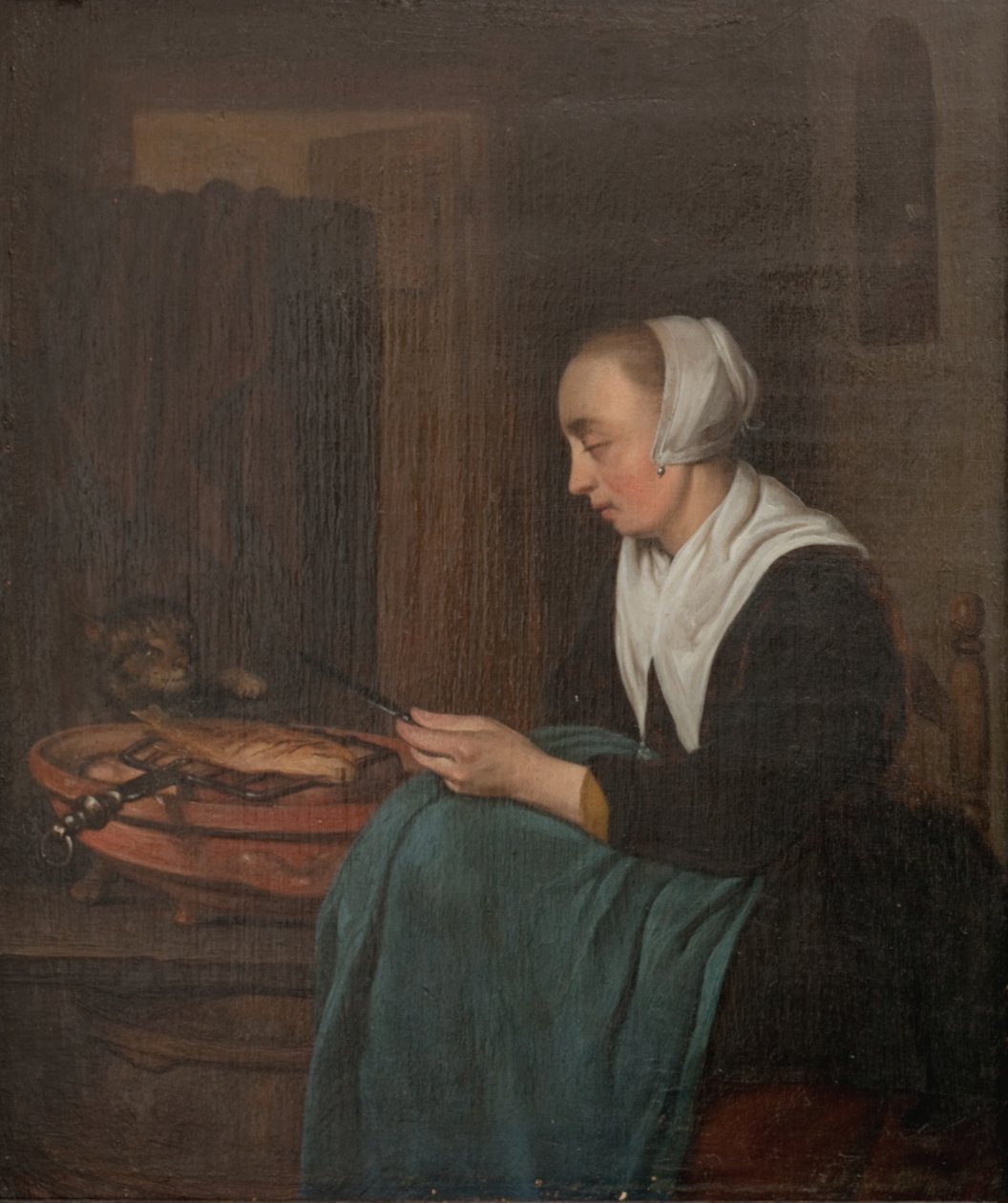 Een slapende verkoopster door Gabriel Metsu