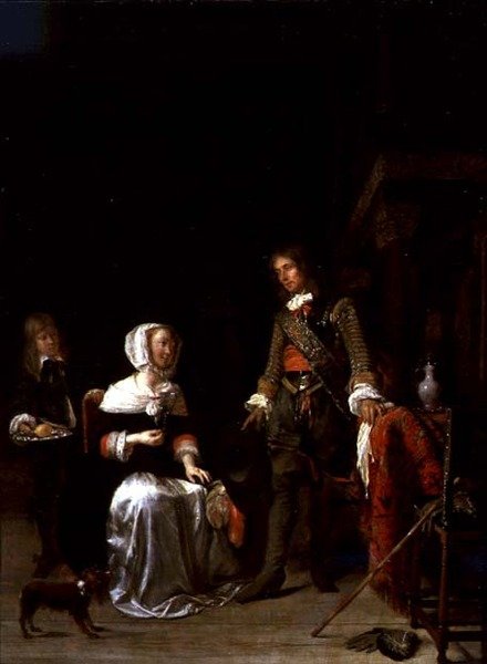 Een Soldaat Bezoekt een Jonge Dame door Gabriel Metsu