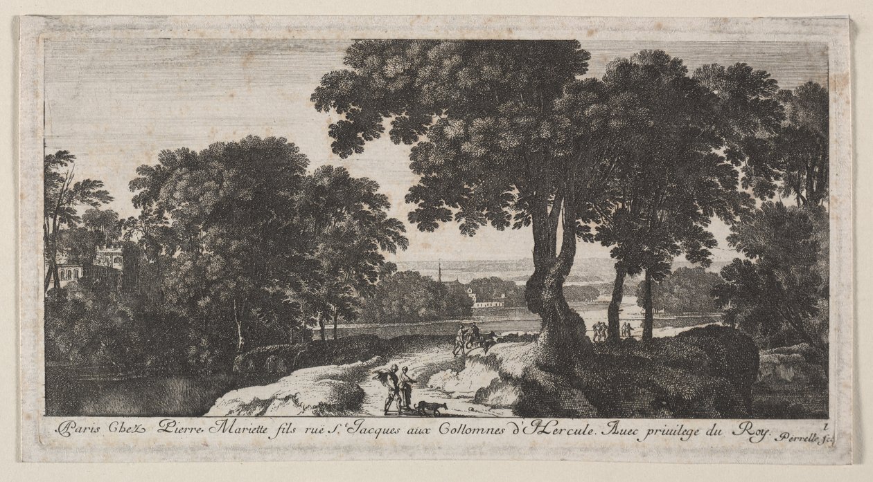 Landschap met figuren door Gabriel Perelle