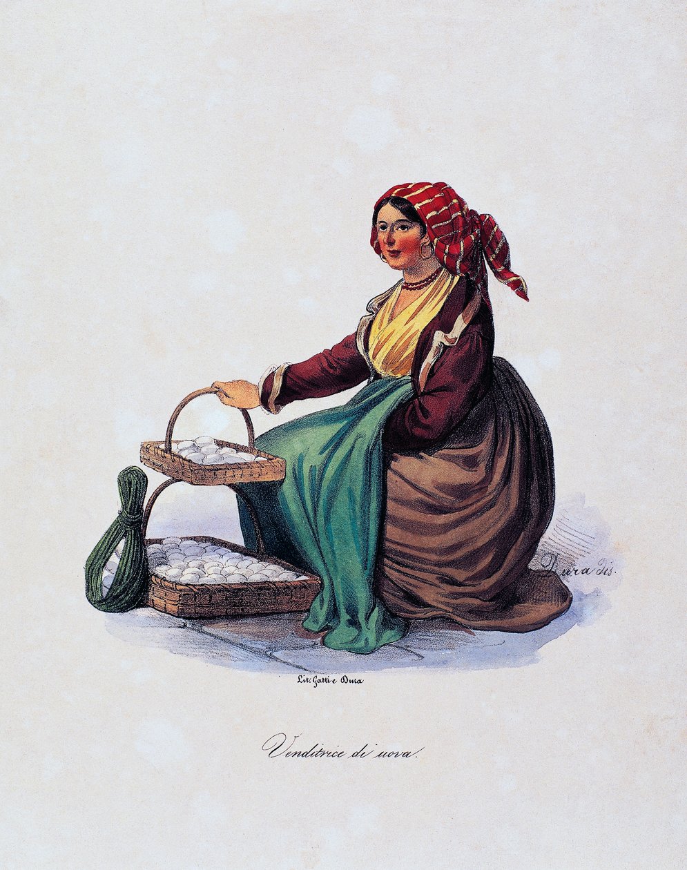 Eierverkoper, door Gaetano Dura (1805-1878), Italië door Gaetano Dura