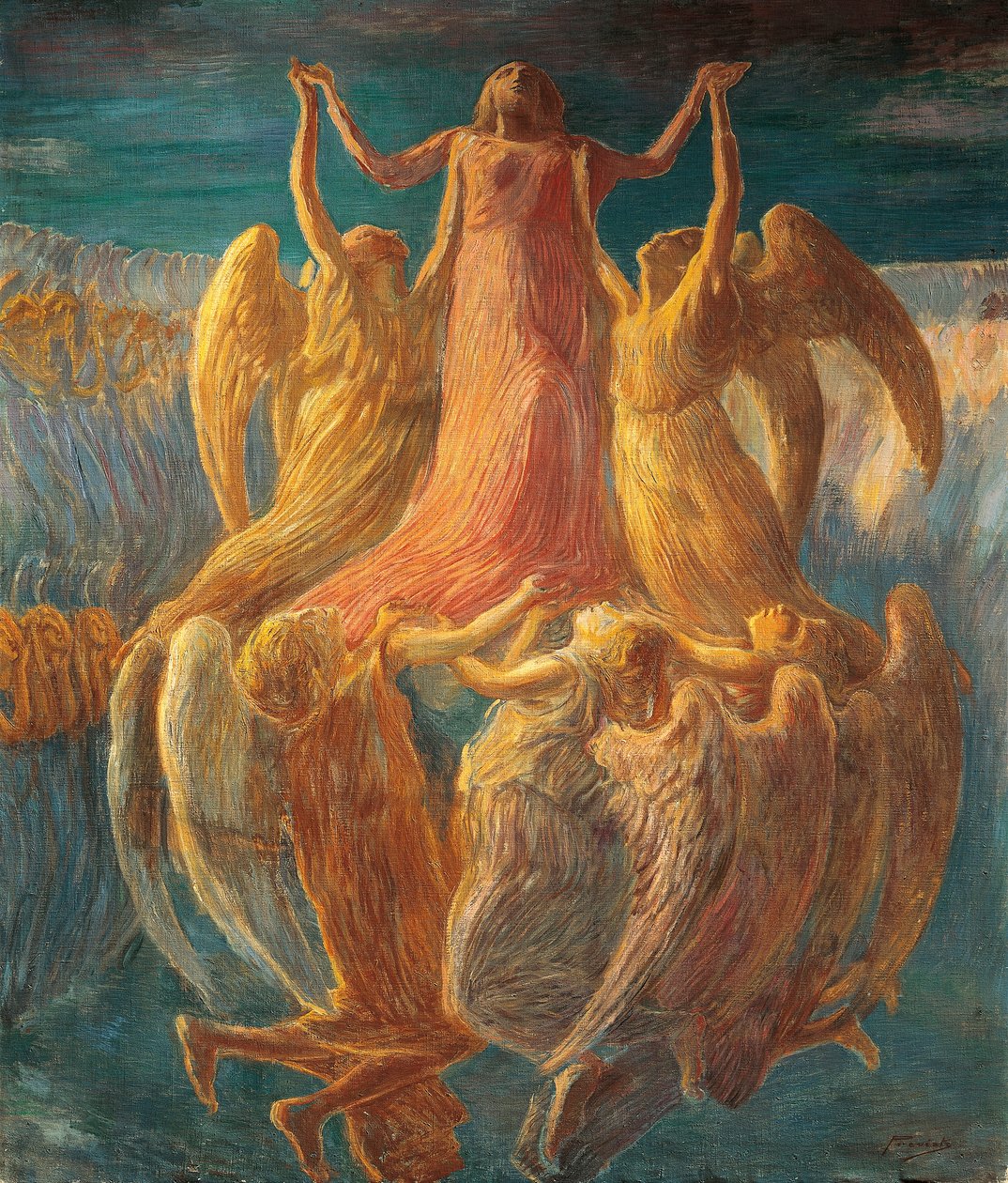 Hemelvaart, door Gaetano Previati (1852-1920) door Gaetano Previati