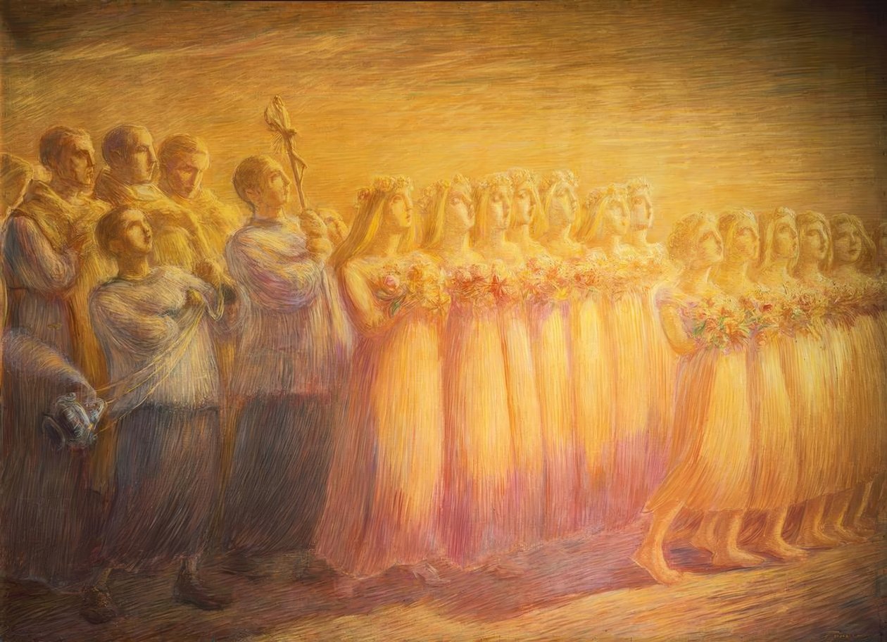 Begrafenis van een maagd door Gaetano Previati