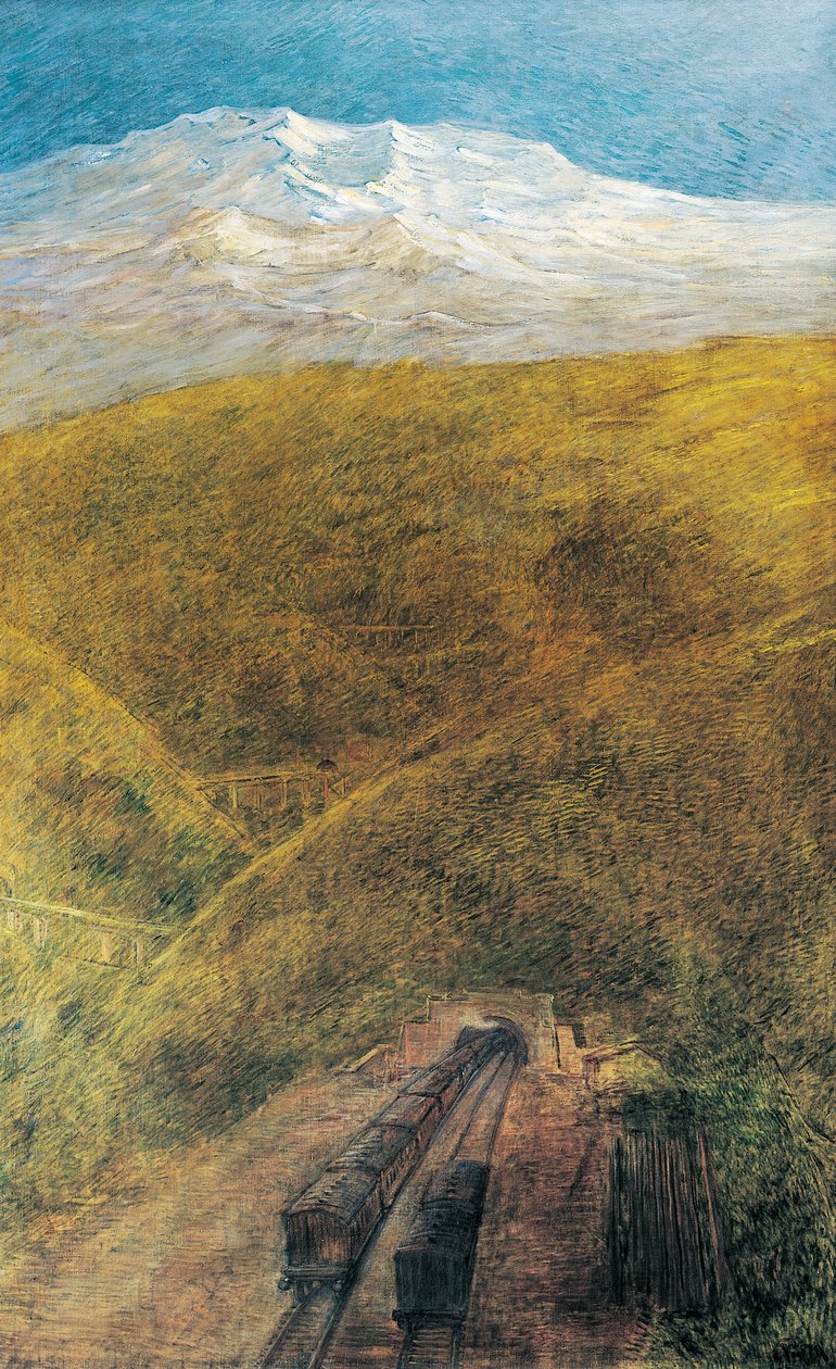 Tunnel in de Alpen door Gaetano Previati
