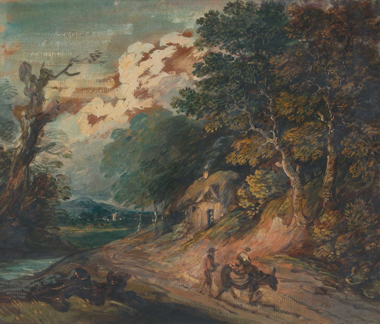 Landschap: figuur op een ezel door Gainsborough Dupont