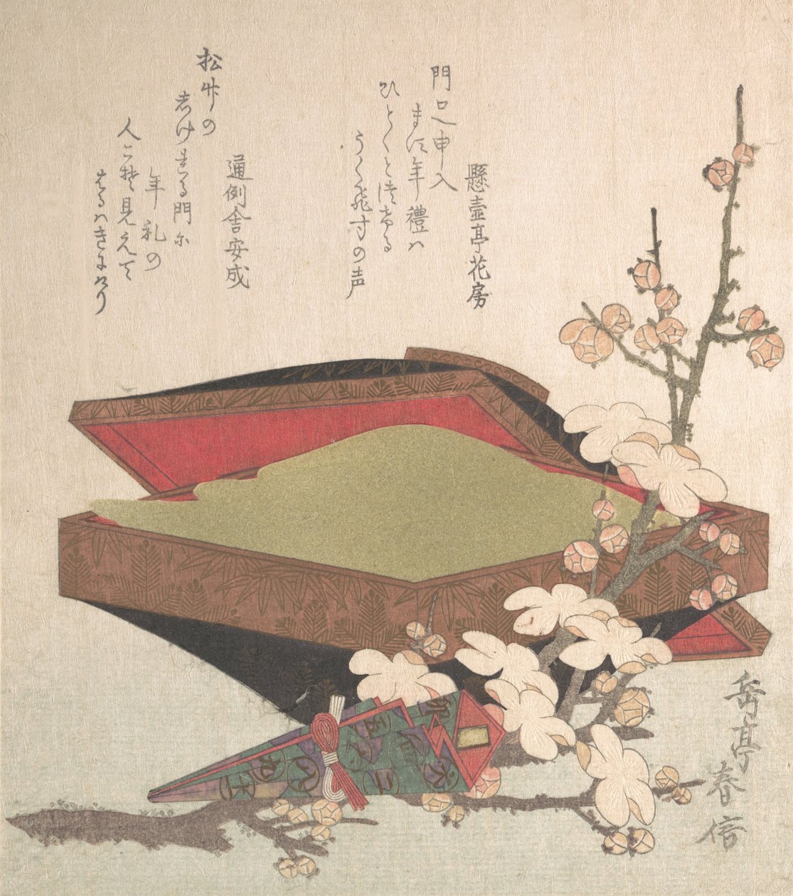 Pruimenbloesems en cake-doos door Gakutei
