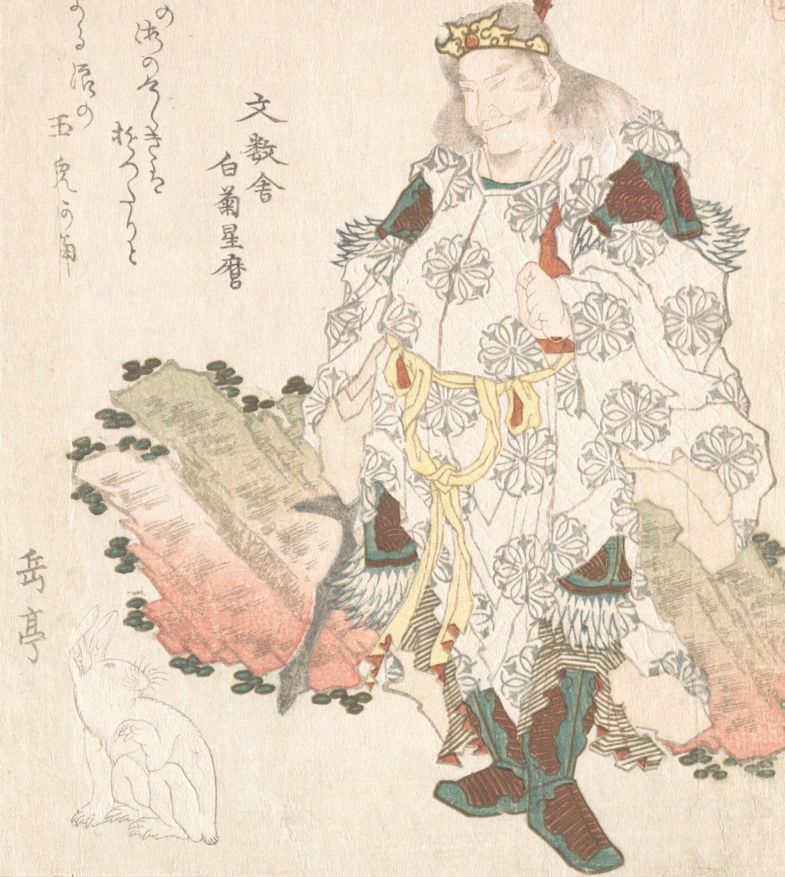 Prins Okuni en een Haas, waarschijnlijk 1819 door Gakutei