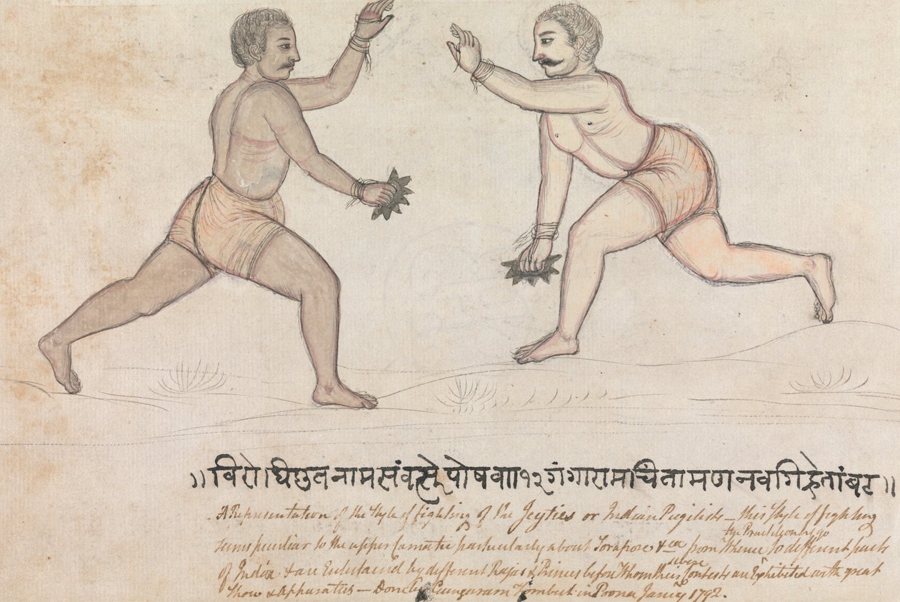 Twee Jeyties die Vechten door Gangaram Chintaman Tambat