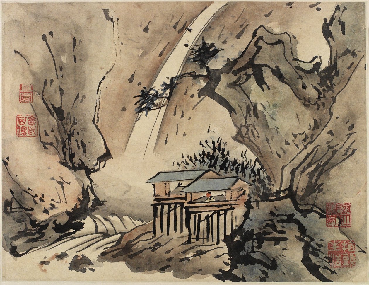 Vingerverven, uit een album van tien, 1684 door Gao Qipei
