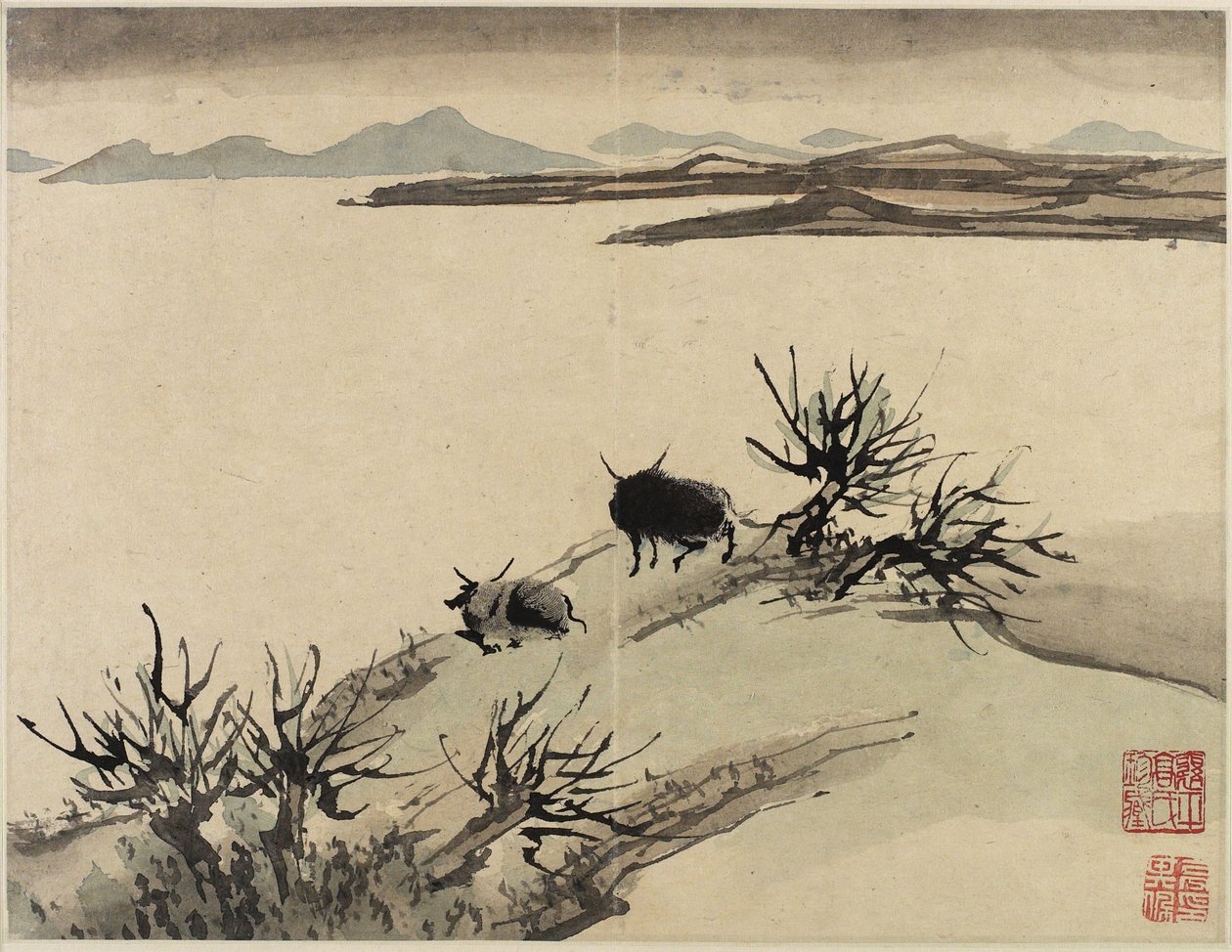 Vingerverf, uit een album van tien, 1684 door Gao Qipei