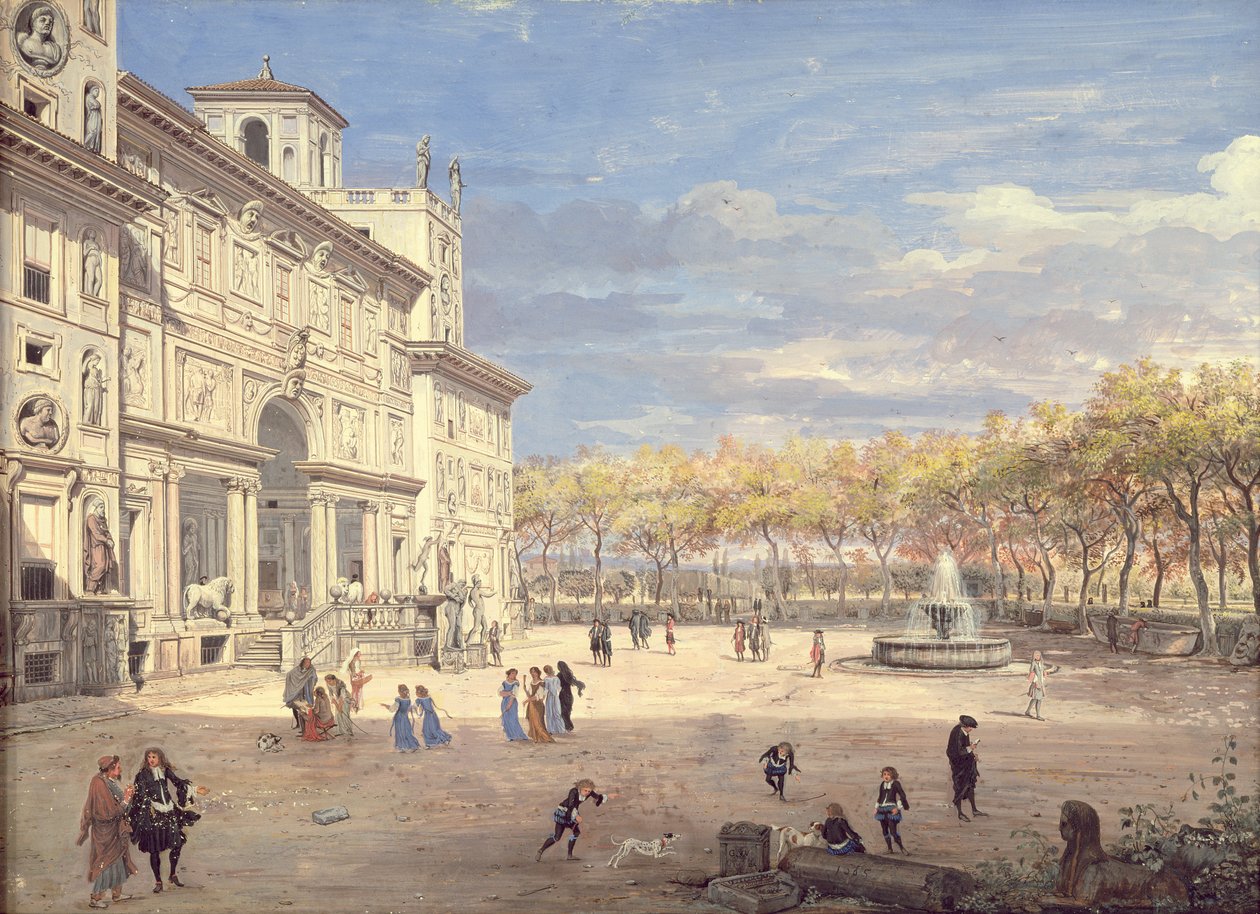 De Villa Medici, Rome, 1685 door Gaspar van Wittel