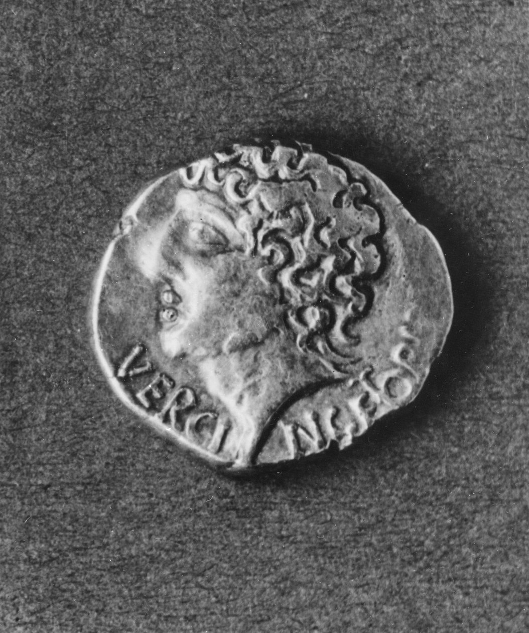 Munt met de beeltenis van Vercingetorix (72-46 v.Chr.) (metaal) door Gaulish