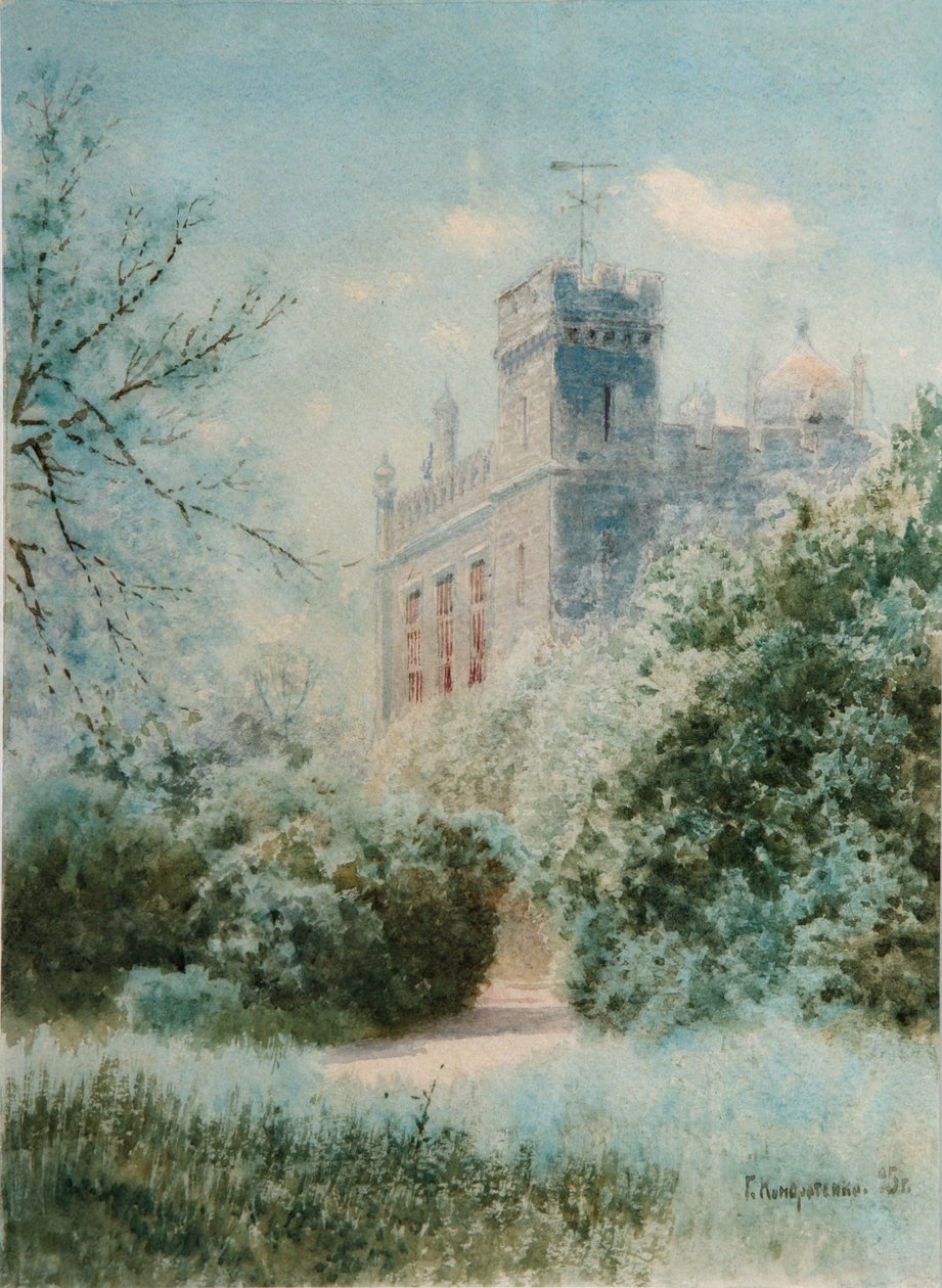 Het Vorontsovsky Paleis. Krim, 1895 door Gavril Pavlovich Kondratenko