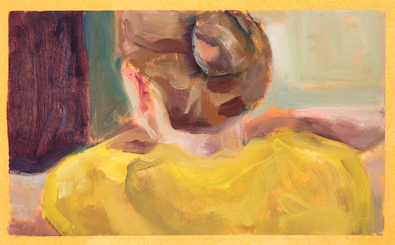 Gele trui (olieverf op papier) door Genevieve French