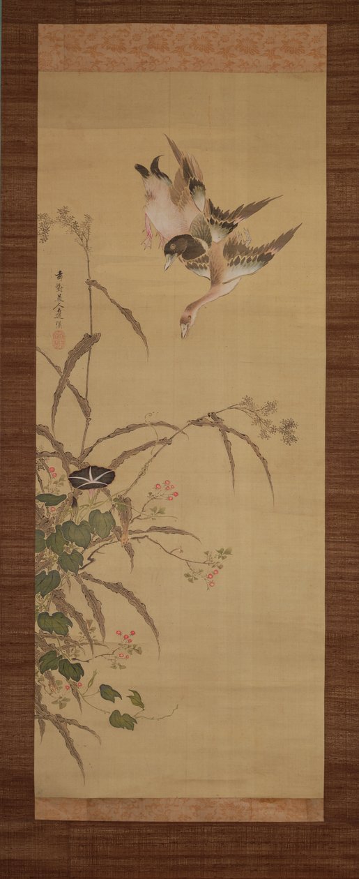 Eenden, bloemen en grassen door Gentai Sanjin