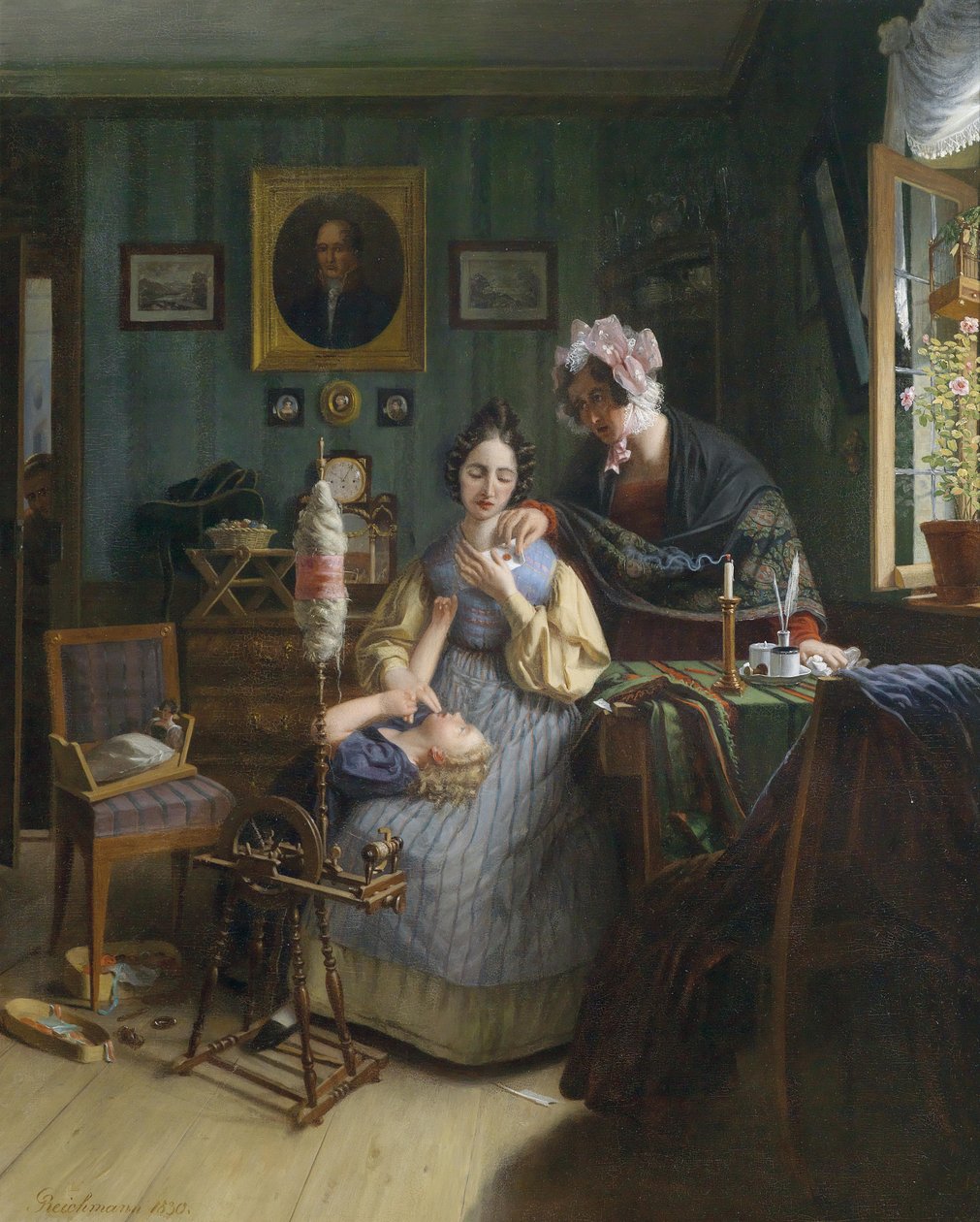 De afgeluisterde spinster door Georg Friedrich Reichmann