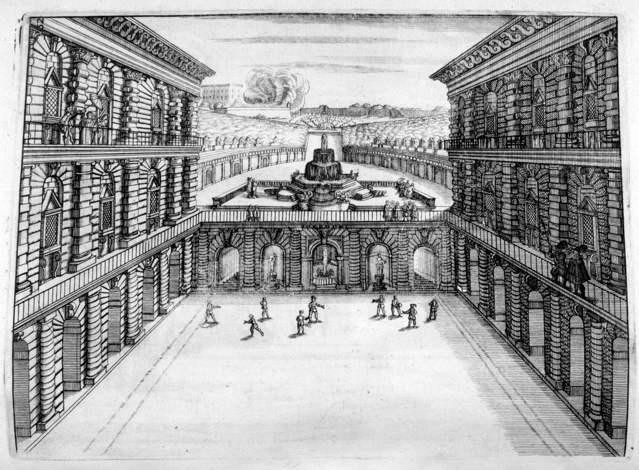 Kasteel en tuindesign, 1664 door Georg Andreas Bockler