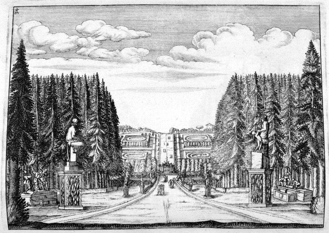 Kasteel en tuinontwerp, 1664 door Georg Andreas Bockler