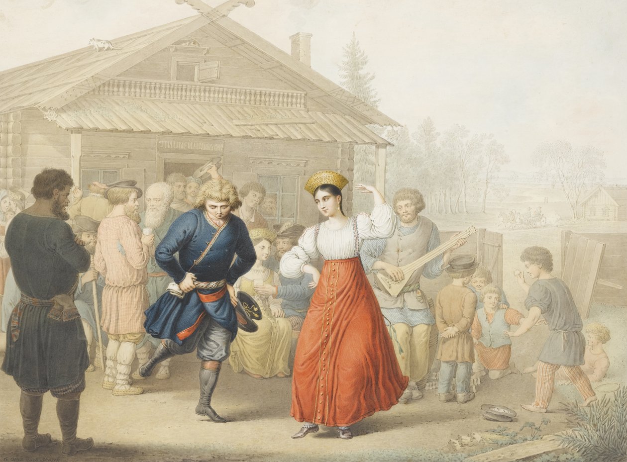 Vrolijkheid buiten een taverne door Georg Emanuel Opiz