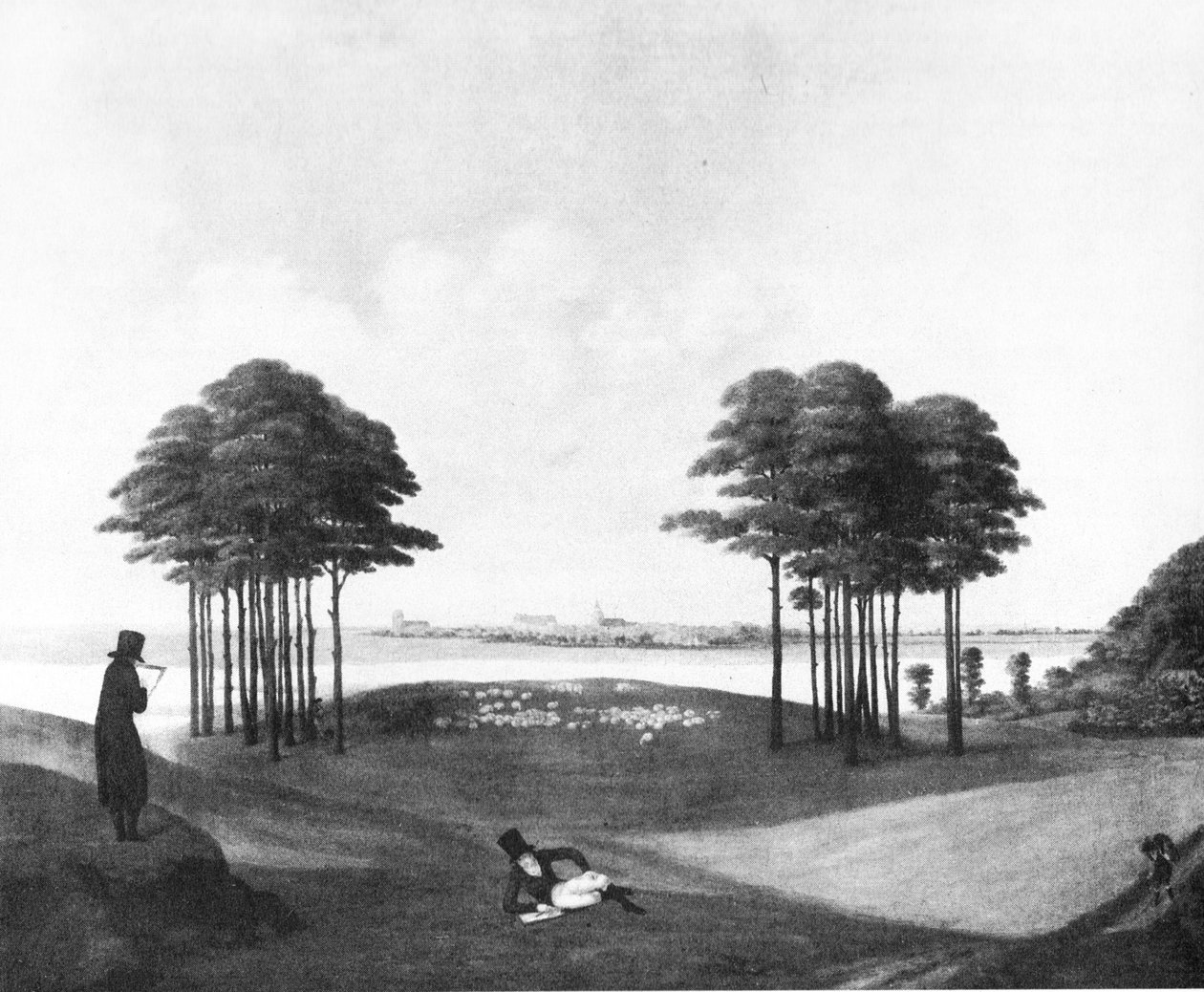 Uitzicht op de stad Güstrow door Georg Friedrich Kersting