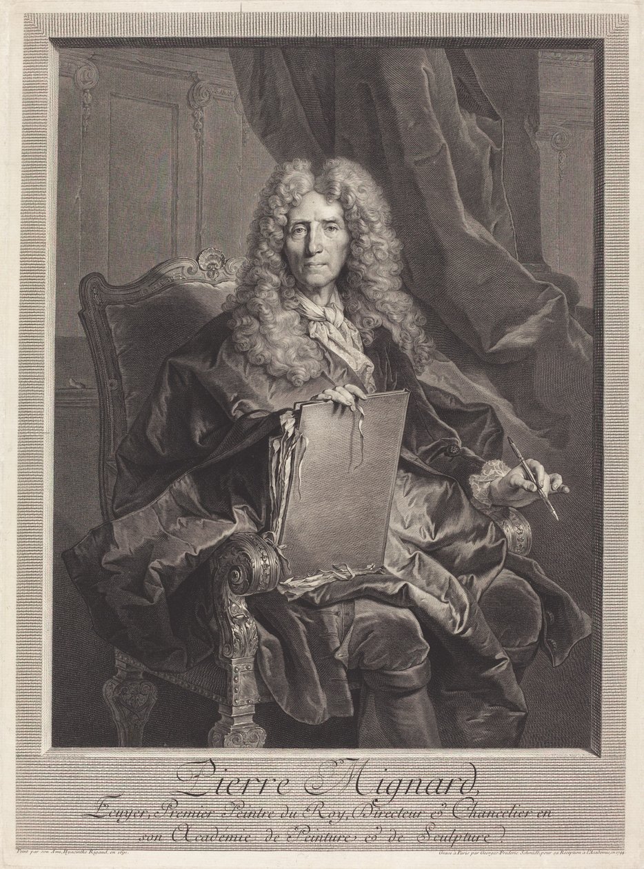 Pierre Mignard door Georg Friedrich Schmidt after Hyacinthe Rigaud