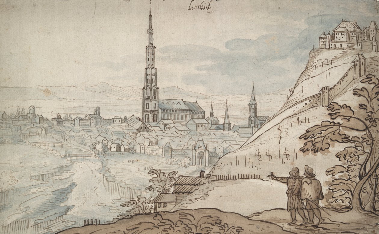 Gezicht op Landshut door Georg Hoefnagel