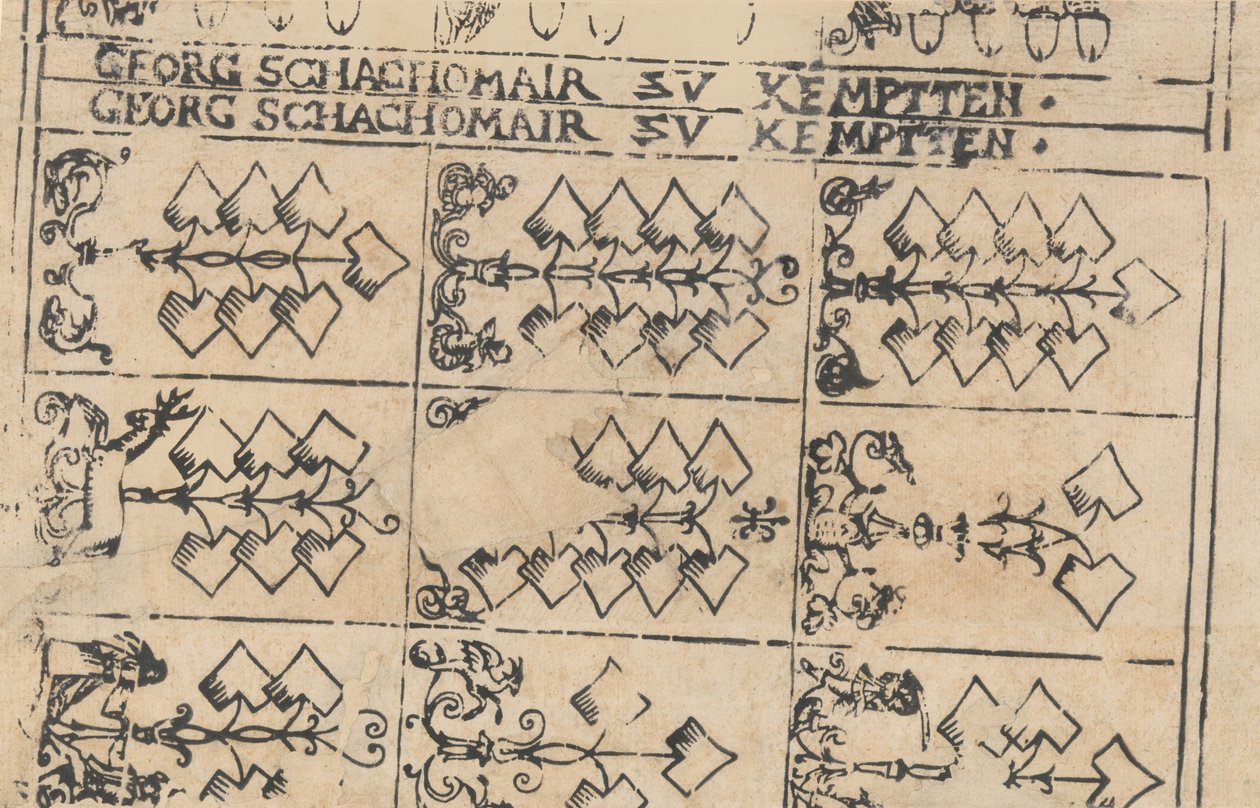 Blad met Speelkaarten door Georg Schachomair