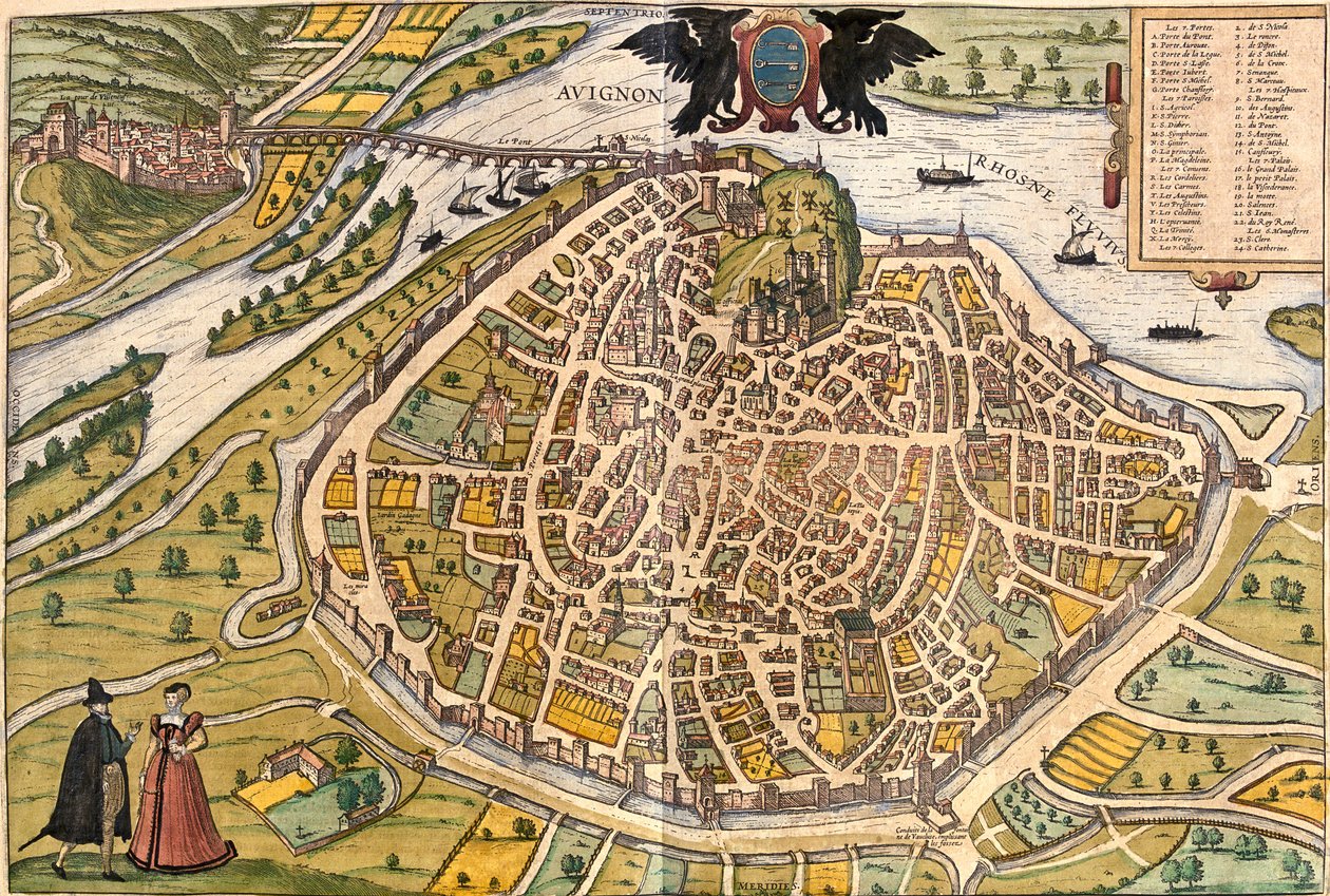 Avignon, Frankrijk door Georg and Hogenberg Franz (1535 90) Braun