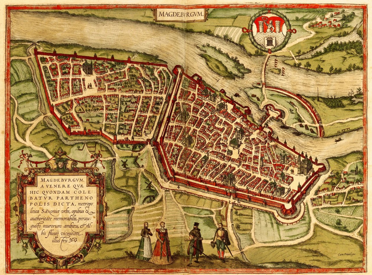 Maagdenburg, Duitsland door Georg and Hogenberg Franz (1535 90) Braun