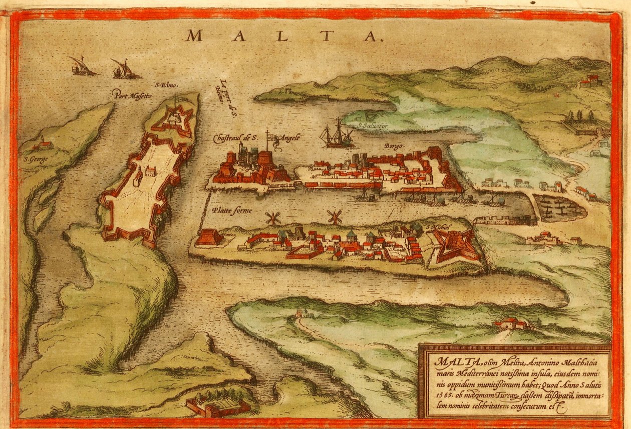 Malta door Georg and Hogenberg Franz (1535 90) Braun