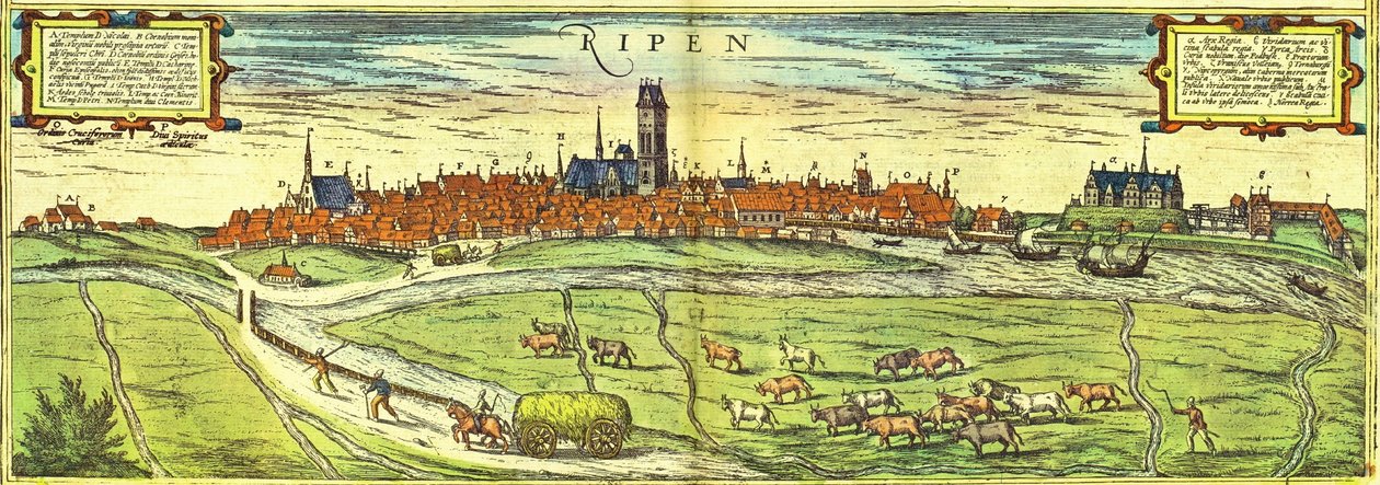 Ribe, Denemarken door Georg and Hogenberg Franz (1535 90) Braun