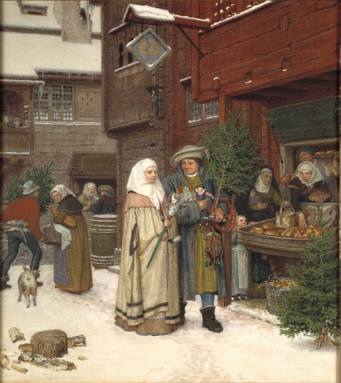 De Kerstmarkt, 1872 door Georg von Rosen