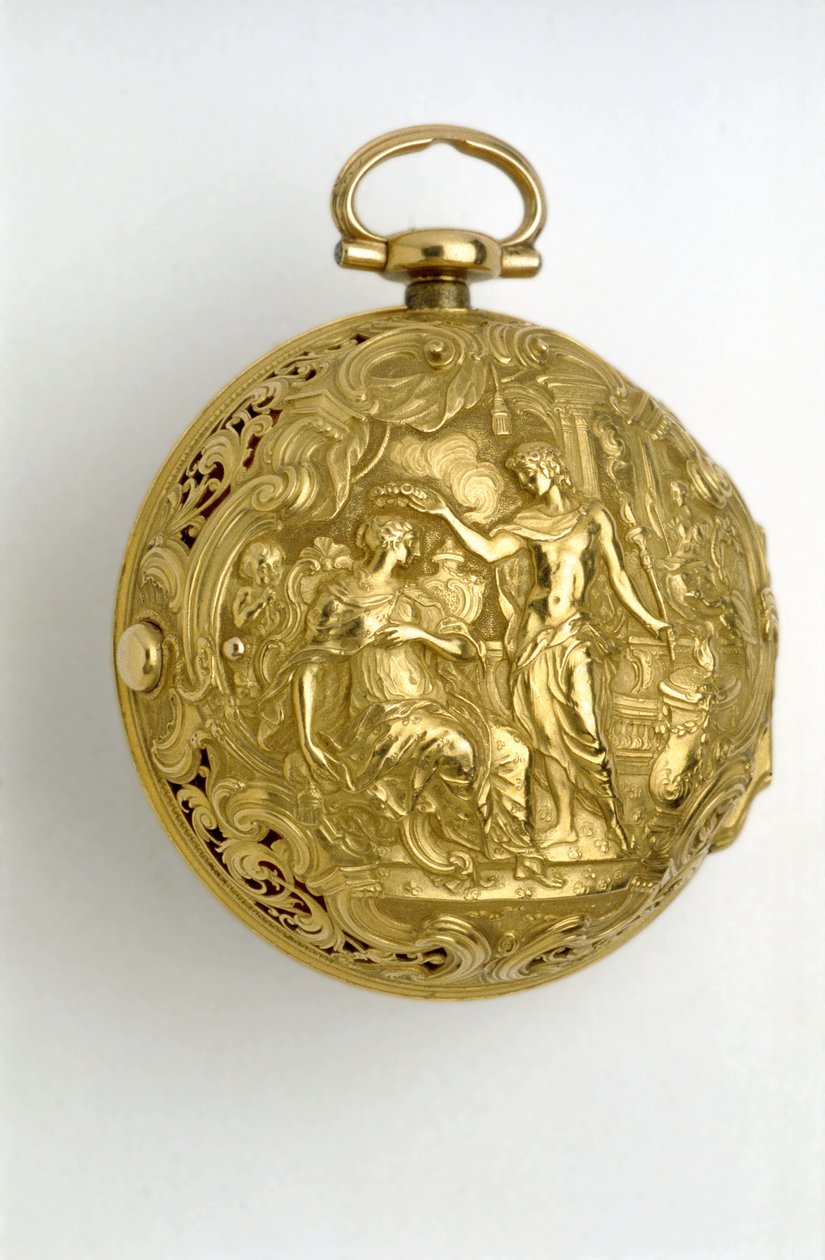 Gouden paar-kast cilinderhorloge met kwartierherhaling door George Graham, 1744 door George , Moser, George Michael and Ward, John Graham