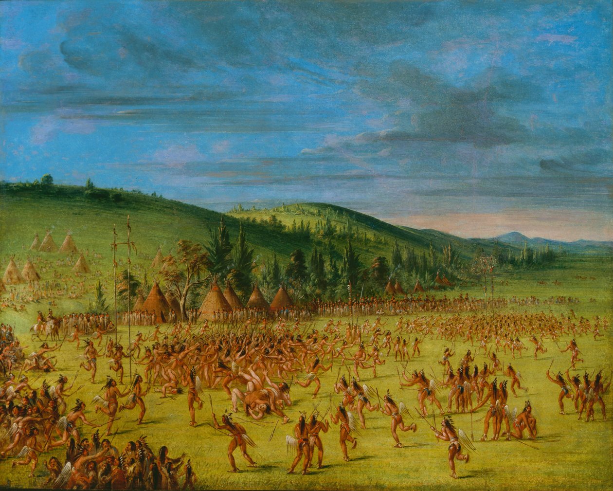 Balspel van de Choctaw--Bal omhoog door George Catlin